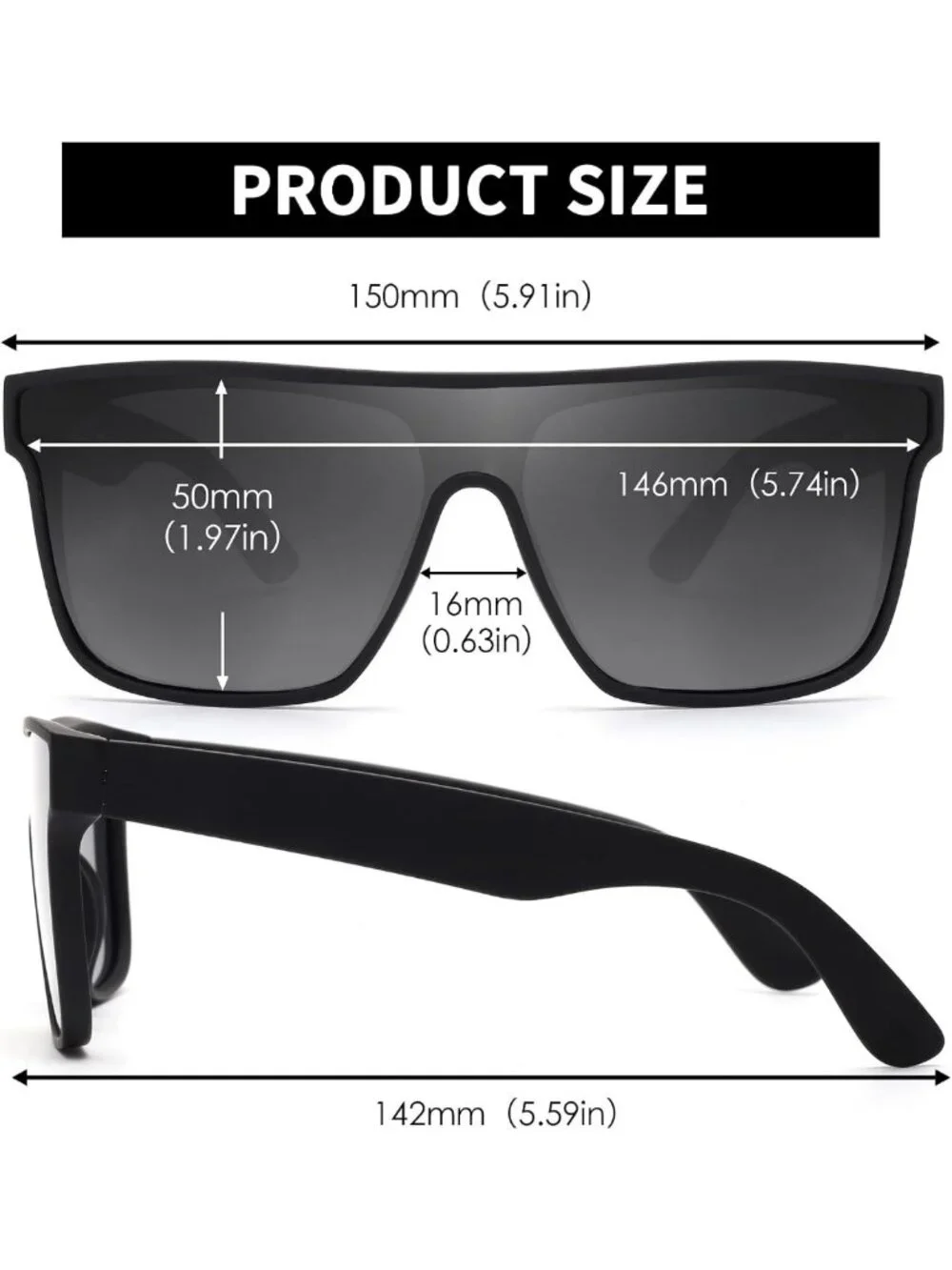 Oversized Polarized Square Sunglasses for Men & Women | Lightweight, UV400
